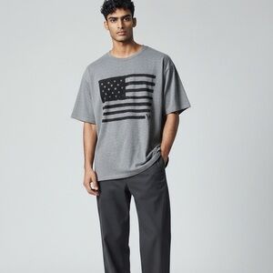 Distressed American Eagle Outfitters Gray Tee with Black Logo Men XL